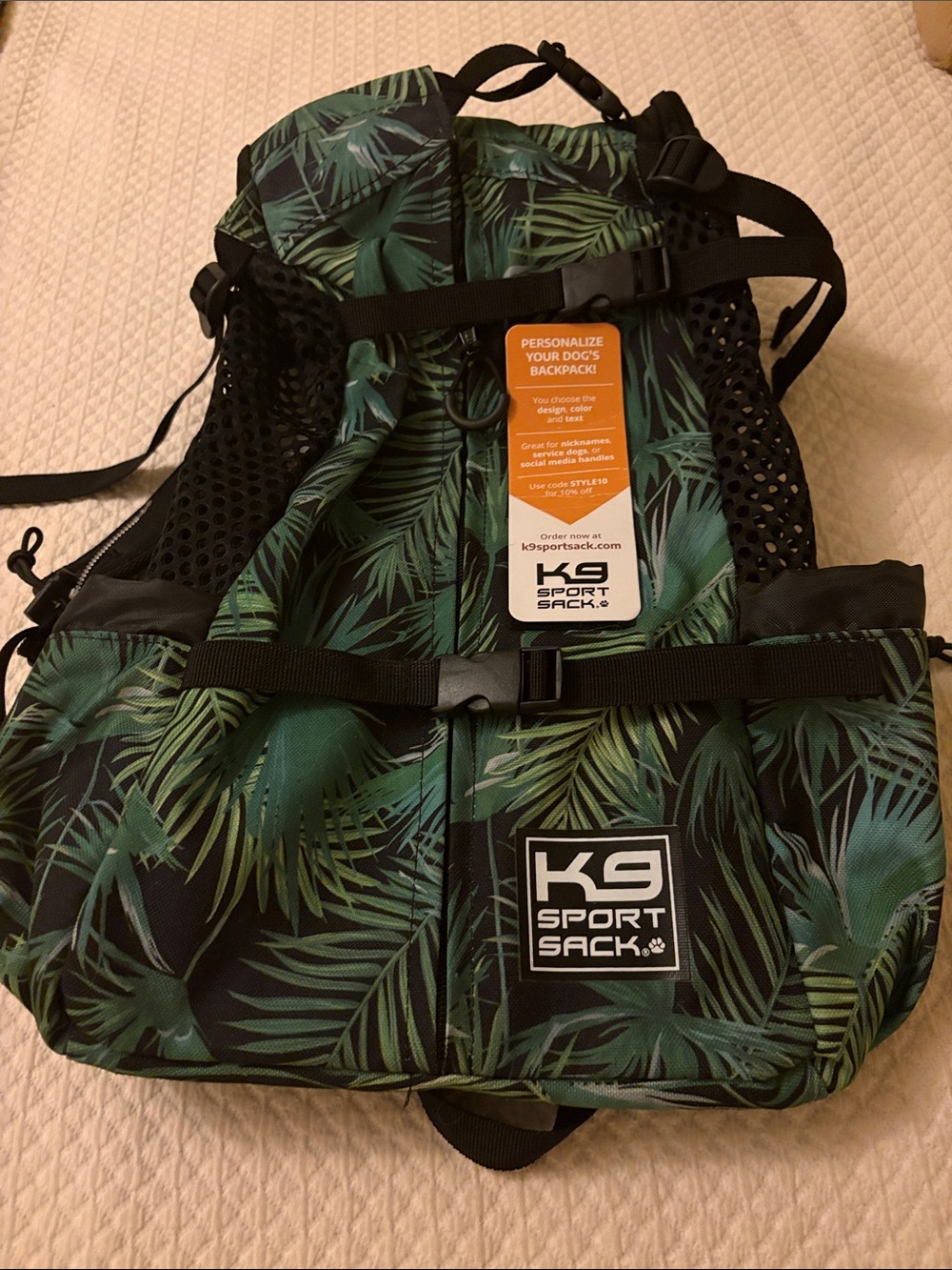 K9 Air Dog Carrier Backpack - Green Leaf Print NWT